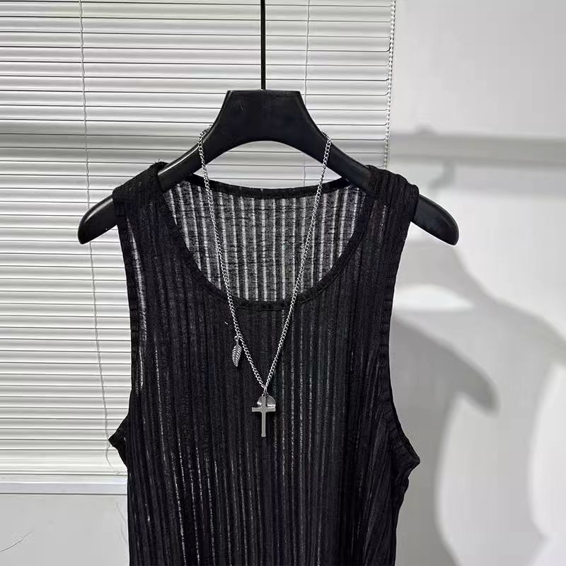 Men's Hollow Out See Through Lightweight T-shirt Vest