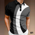 3D Digital Printing Lapel Pullover Leisure Short Sleeve