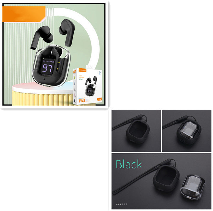 New Mini Transparent Wireless Bluetooth Headset Digital Display ENC Noise Reduction True Wireless Sports Music null