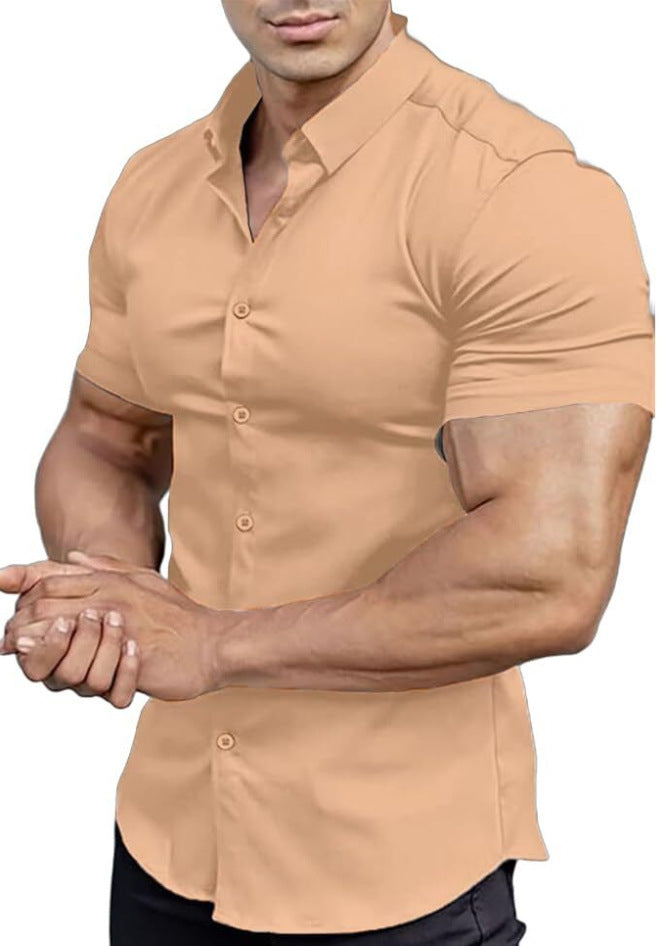 Men's Collar Casual Thin Short Sleeve Shirt