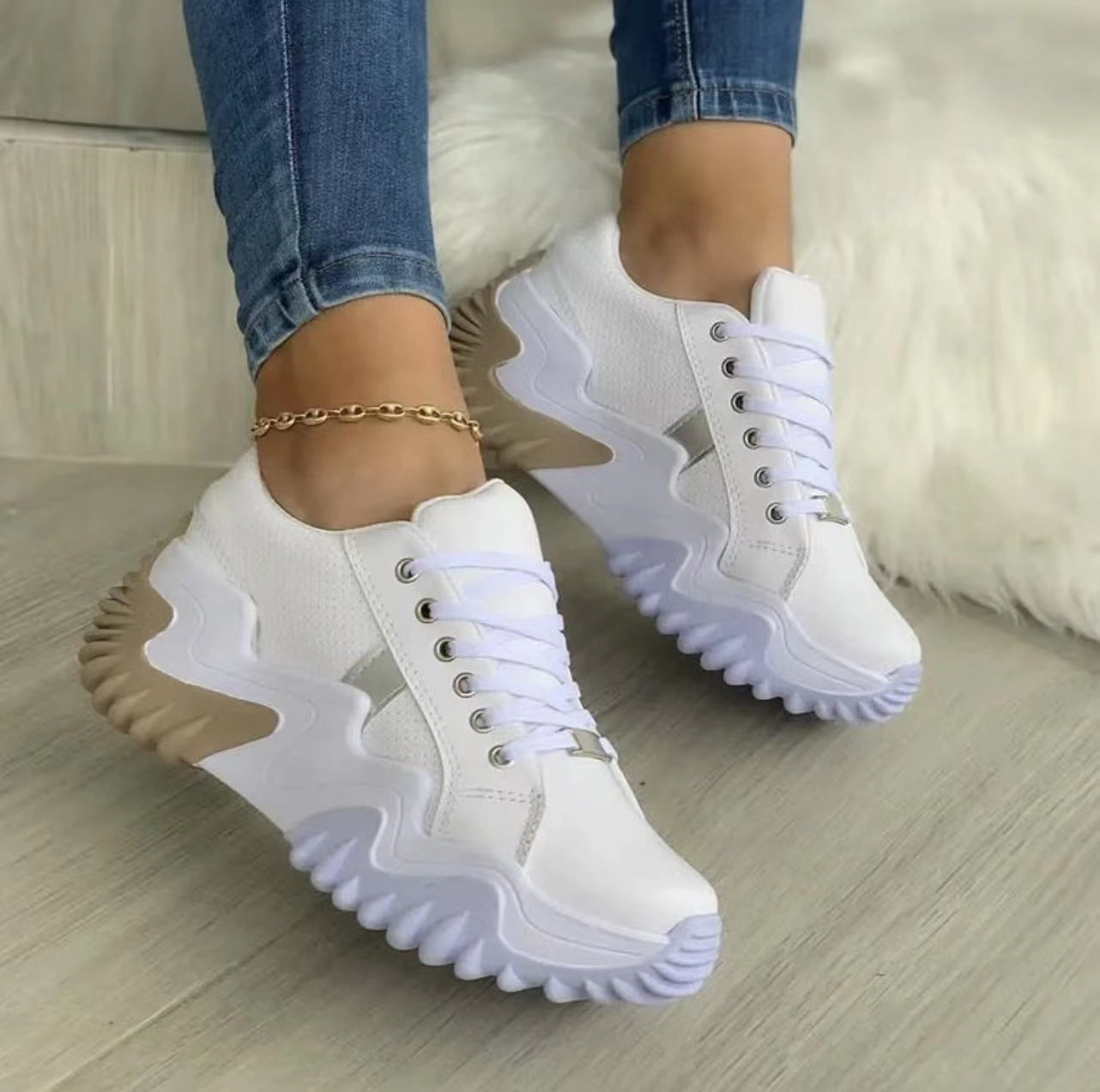 Women Shoes Lace-up Sports Sneakers null