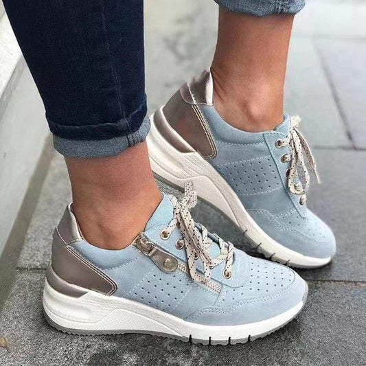 Fashion Lace-up Sneakers Women Cozy Tinck-soled Sports Shoes null