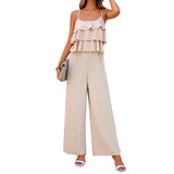 Women's European And American Style Lotus Leaf Suspender Jumpsuit