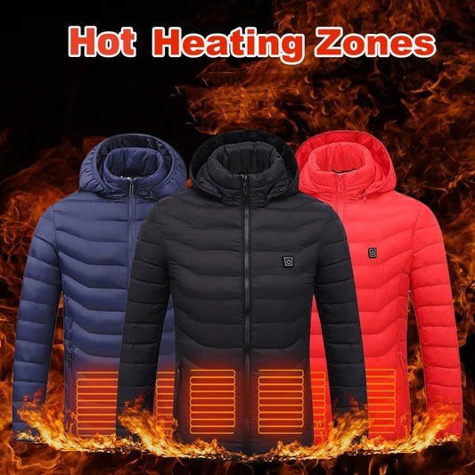 New Heated Jacket Coat USB Electric Jacket Cotton Coat Heater Thermal Clothing Heating Vest Men's Clothes Winter null