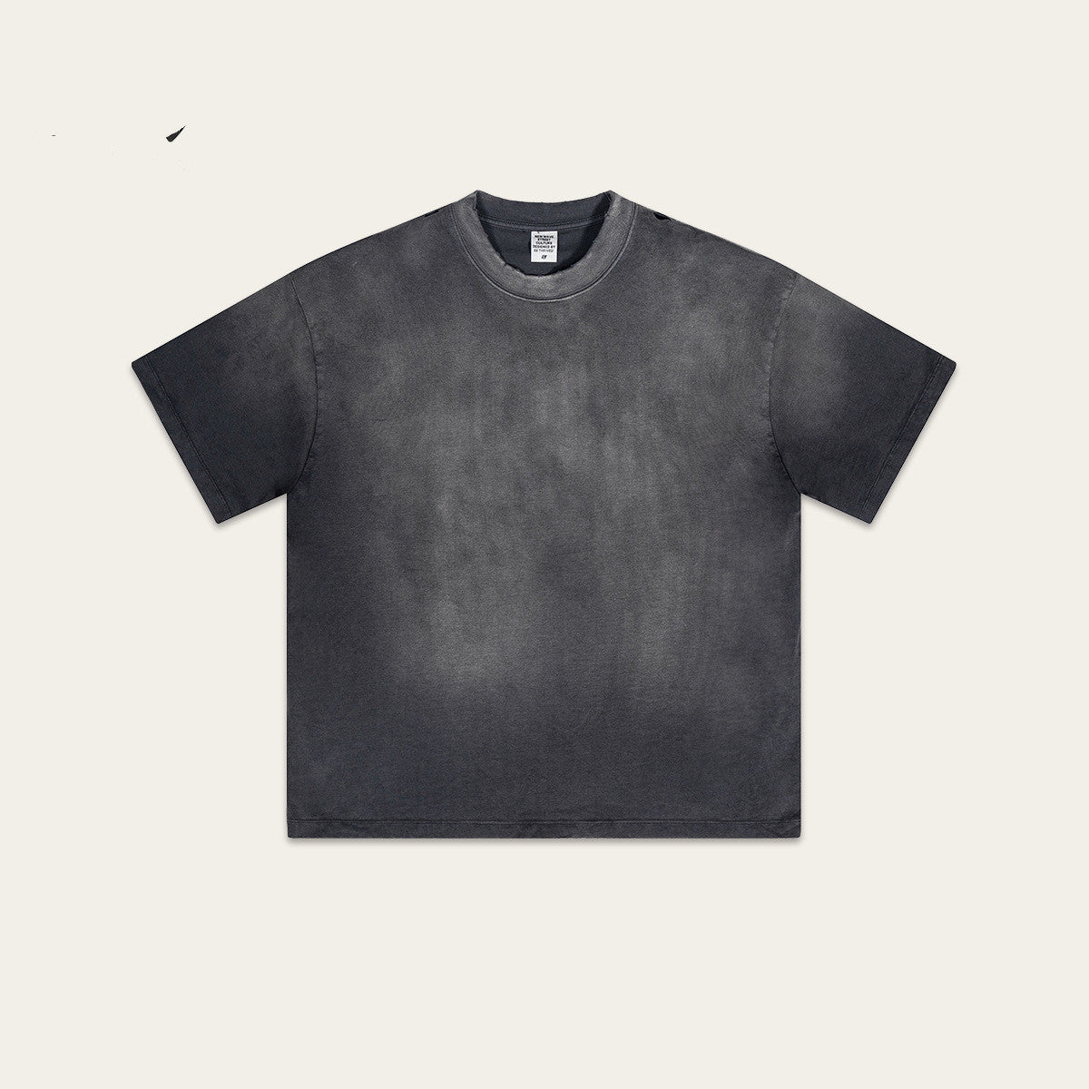 Retro Washed Heavy Small Neckline Short Sleeve