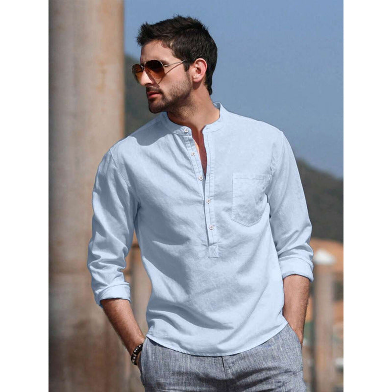 Men's Solid Color Versatile Casual Simple Breathable Long Sleeve