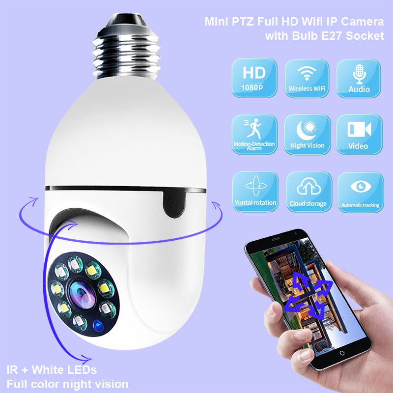 WiFi CAMERA 1080P Bulb 4X Zoom Camera E27 Home 5GWiFi Alarm Monitor null