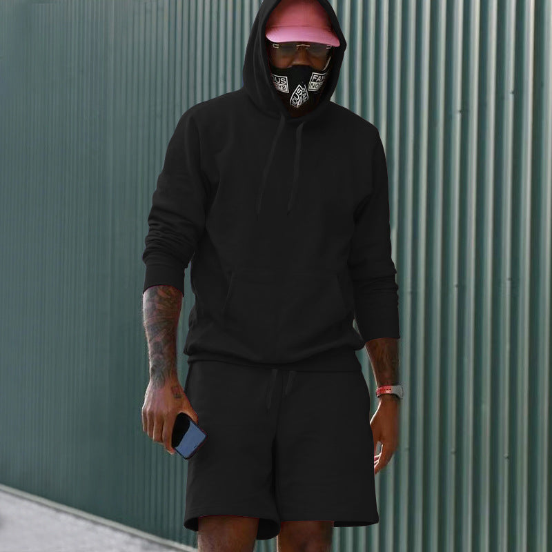 Ensemble deux pièces sweat à capuche et short doublé polaire pour homme