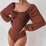 Chanel-style Square Neck Long-sleeved Jumpsuit For Women Comfortable For Autumn And Winter Wear