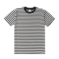 Striped Short Sleeve Simple Men's Versatile T-shirt Loose Top Half Sleeve Slim Striped Navy Skirt
