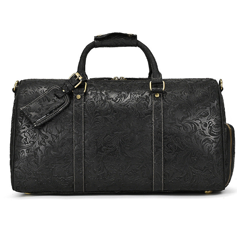 Men's Real-leather Traveling Black Gym Bag null