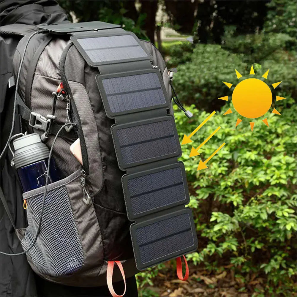 Outdoor Folding Solar Panel Charger Portable 5V 2.1A USB Output Devices Camp Hiking Backpack Travel Power Supply For Smartphones null