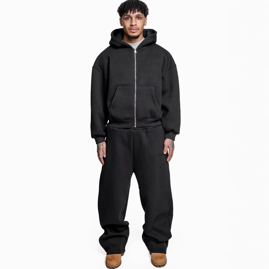 New Printed Street Fashion All-match Sweater Loose Straight Trousers Suit