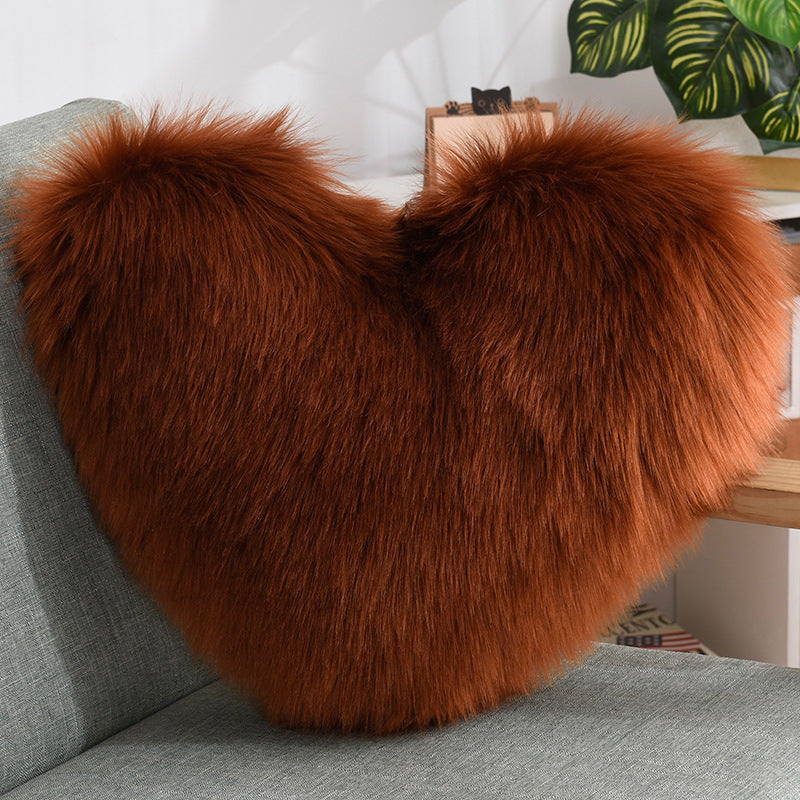 Throw Pillows Heart Shape Long Plush Fluffy Shaggy Cushion Cover Sofa Cushions Decorative Pillow Covers Pillowcase White null