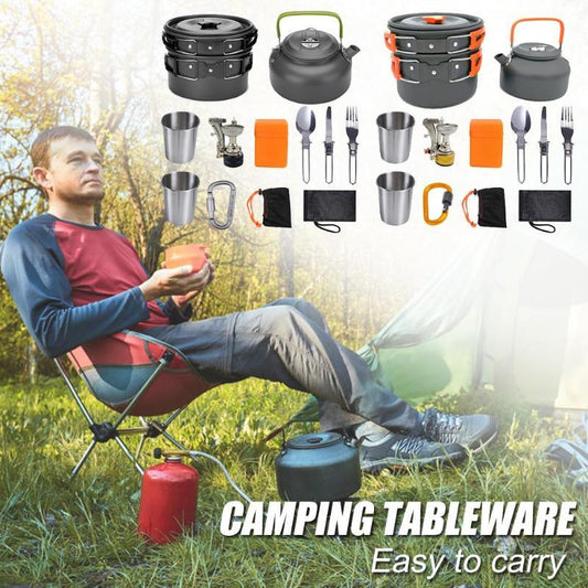 Camping Cookware Kit Outdoor Cooking Set Aluminum Equipment Outdoor Pot Travel Tableware Kitchen Hiking Picnic BBQ null