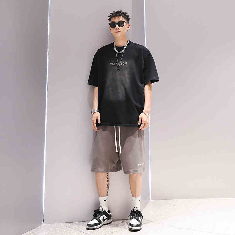 Gradient Washed Fashionable T-shirt Men's Fashion Couple Short Sleeve