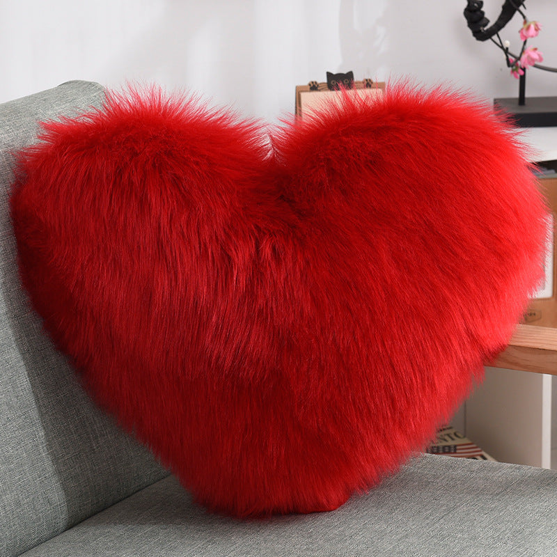 Throw Pillows Heart Shape Long Plush Fluffy Shaggy Cushion Cover Sofa Cushions Decorative Pillow Covers Pillowcase White null