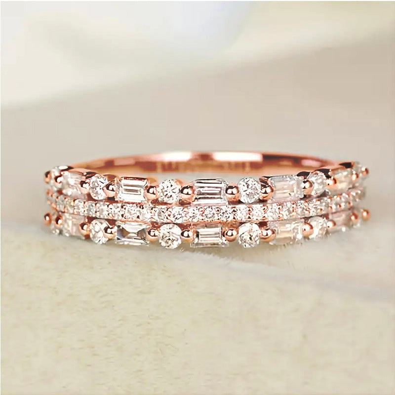 Multilayer Ring Three-layer Fine Circle Line Setting For Women Full Finger Rings Jewelry Gifts null