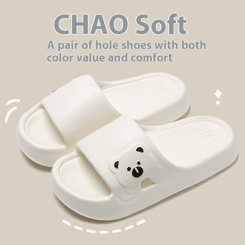 Cute Bear Home Slippers Summer Fashion Thick Bottom Non-slip Bathroom Slipper Women Men Couples Shoes null