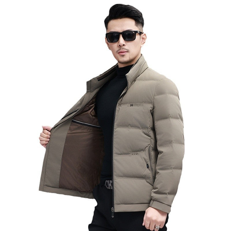 White Duck Down Business Casual Thickening Warm-keeping And Cold-proof Stand Collar Coat