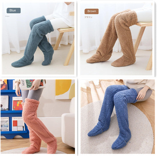 Over Knee High Fuzzy Long Socks Winter Warm Cold Leg Knee Joint Cold-proof Stockings Home Floor Sleeping Socks null