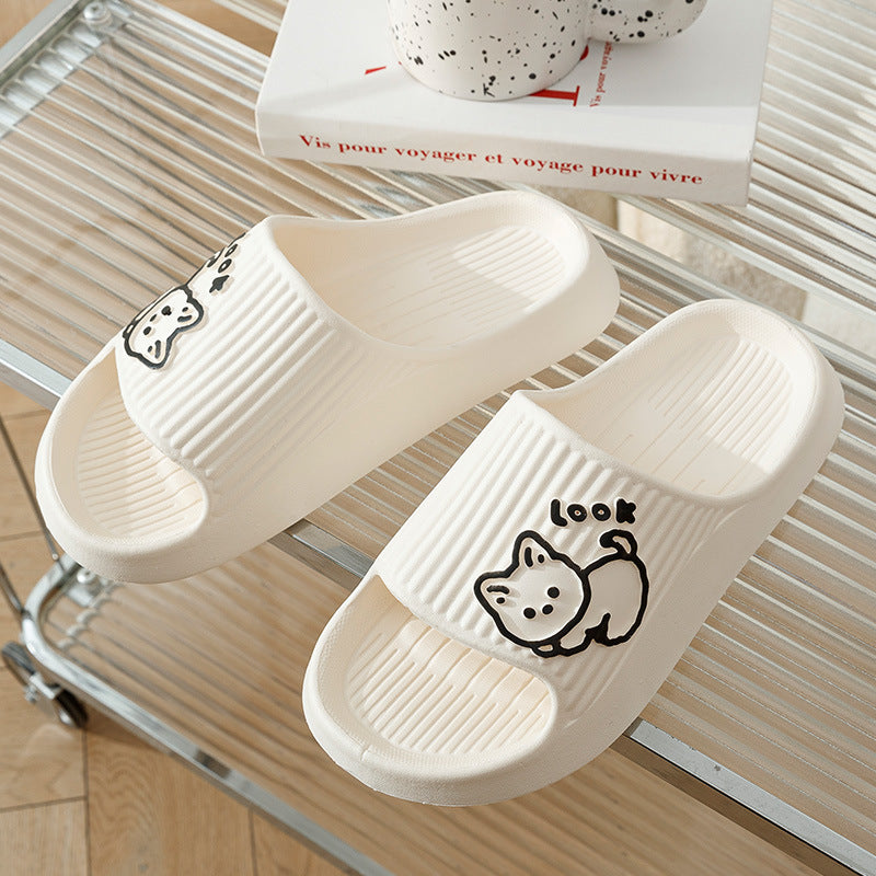 Cute Cat Slippers Summer Women Home Shoes Bath Thick Platform Non-Slip Slides Indoor Outdoor null