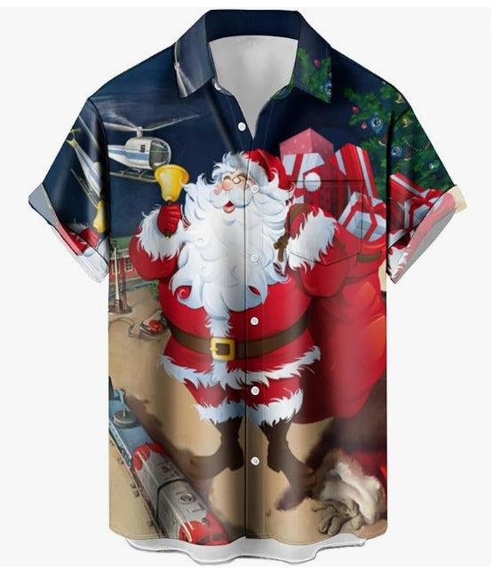 Lapel Hawaiian Shirt Plus Size Men's Digital Printing Men's Short Sleeve