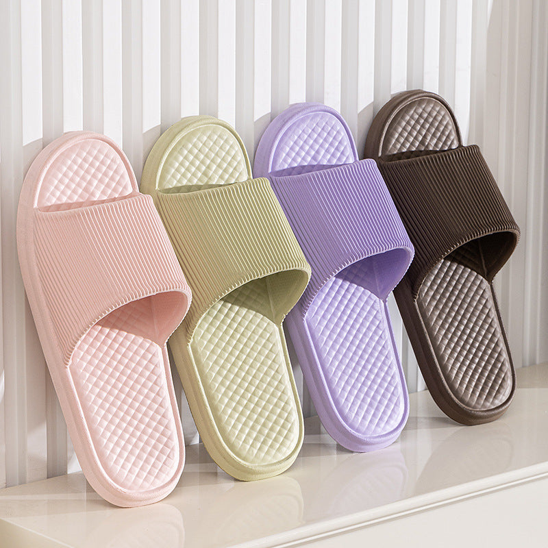 Summer Slipper Indoor House Shoes For Men Women Couples Solid Color Rhombus Striped Non-slip Bathroom Slippers null