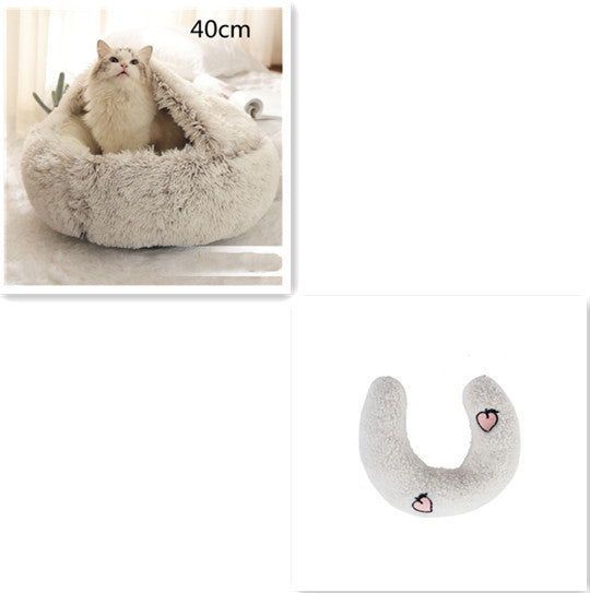 2 In 1 Dog And Cat Bed Pet Winter Bed Round Plush Warm Bed House Soft Long Plush Pets Bed Pet Products null