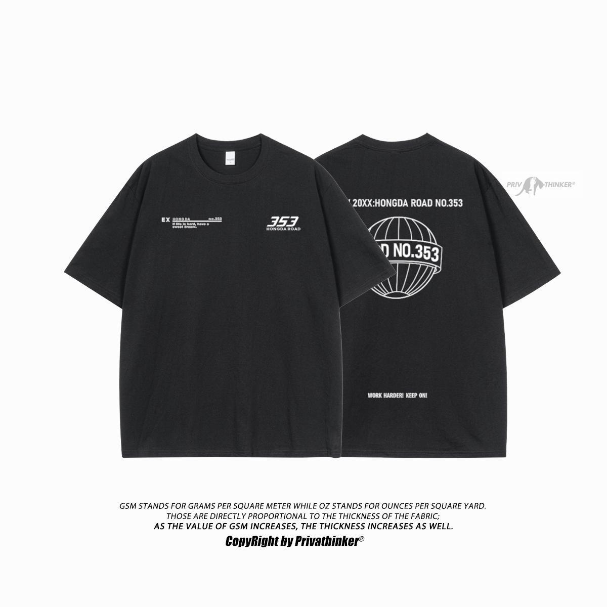 Letter Print Men's Loose-fitting Casual Short-sleeve