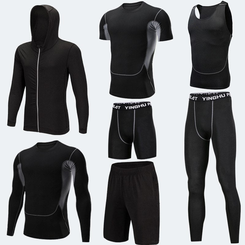 Running Workout Clothes Men 7pcs Compression Basketball Games Jogging Tights Set null