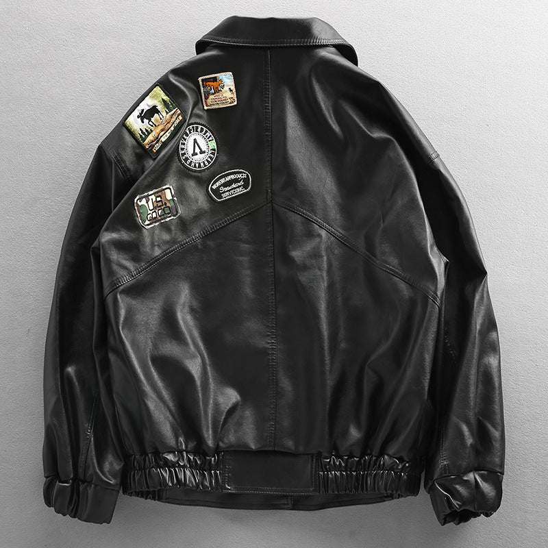 European And American Street Trend Loose Biker Clothes Leather Jacket Men null