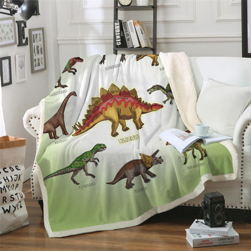 Couverture Enfant Dinosaure Douce Molletonnée Coton Jurassic Dessin Animé Garçons Filles Plaid Pour Lits Textile De Maison Literie Outlet