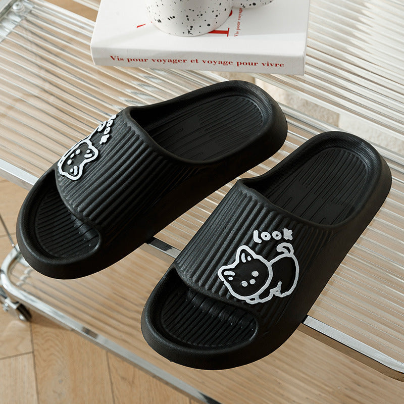 Cute Cat Slippers Summer Women Home Shoes Bath Thick Platform Non-Slip Slides Indoor Outdoor null