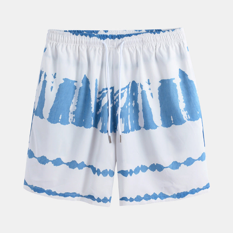 Personality Printing Lapel Shirt Loose Shorts Beach Suit