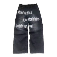 Men's Retro Letter Printed Minimalist Wide Leg Pants