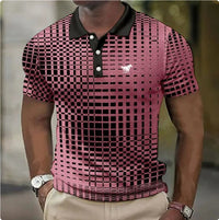 Men's Short-sleeved Polo Shirt Plaid Bat Pattern