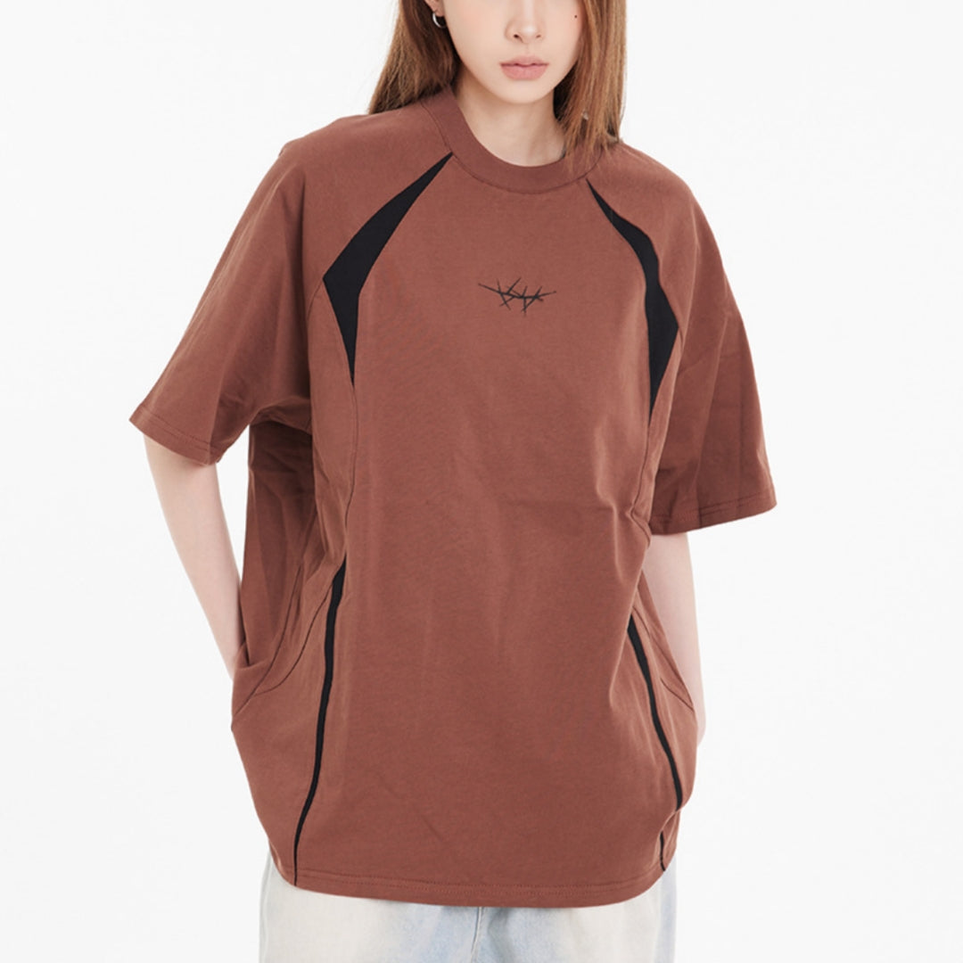 American Raglan Sleeve Retro Contrast Color Half Sleeve T-shirt