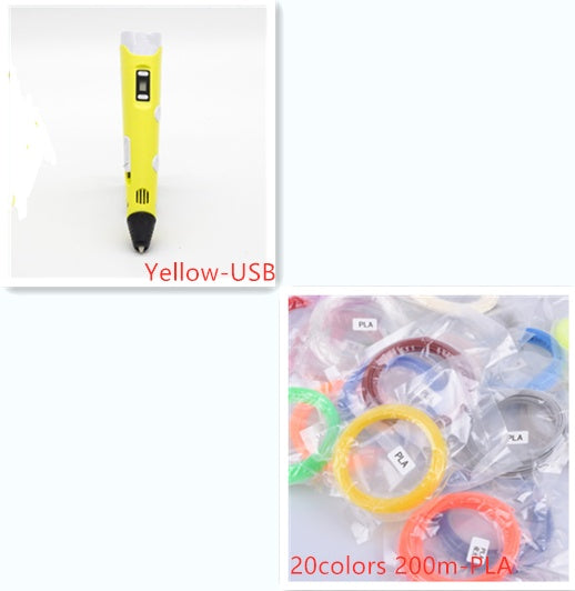 3D print pen 3D pen two generation graffiti 3D stereoscopic paintbrush children puzzle painting toys null