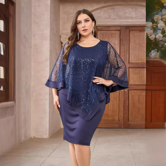 Plus Size Dress Marking Knee-length null