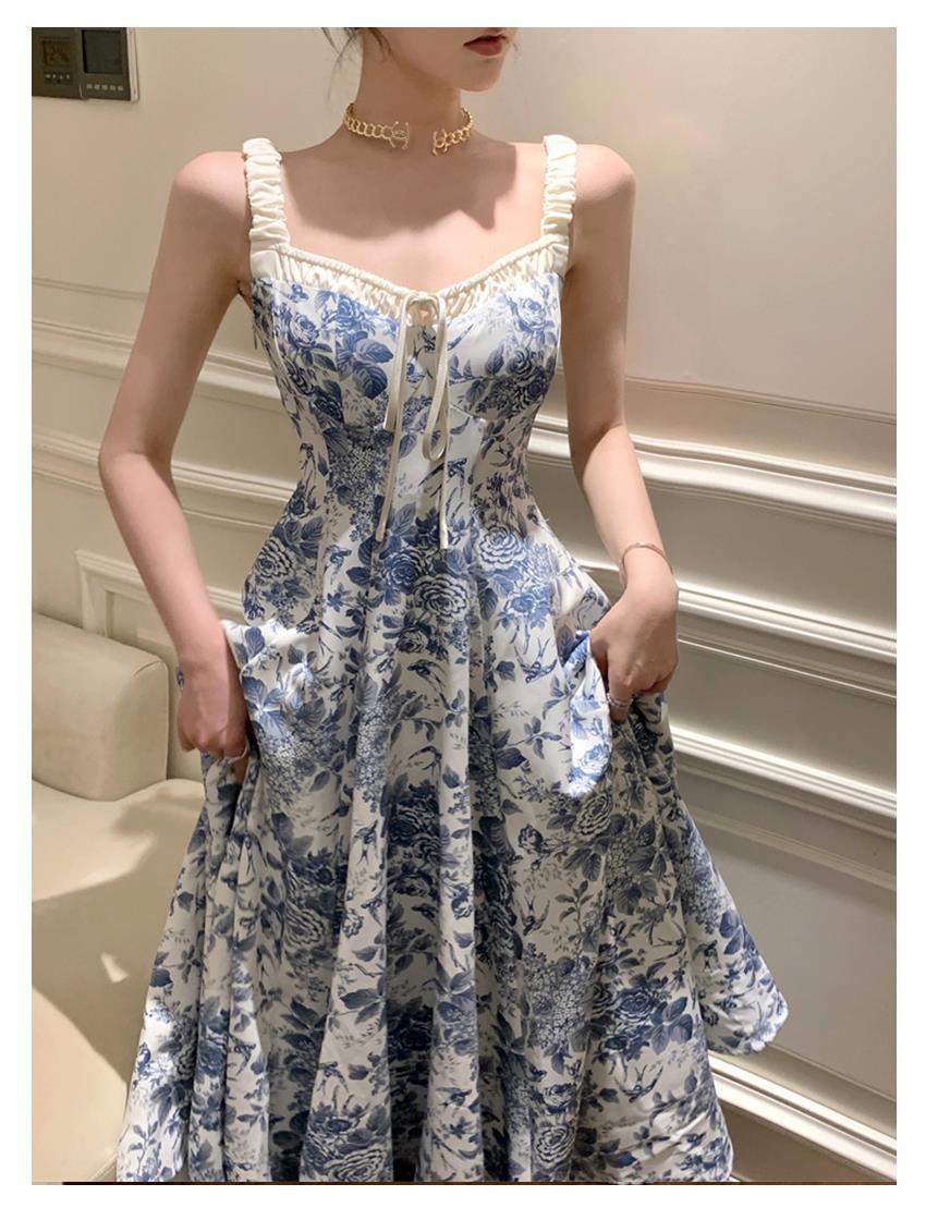 Fashion Retro Women Floral Strap Dress null