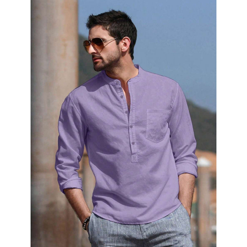 Men's Solid Color Versatile Casual Simple Breathable Long Sleeve