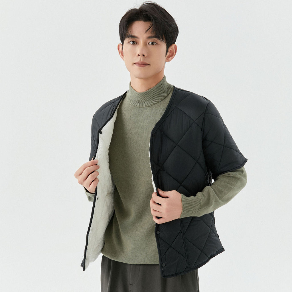 Short Sleeve Plus Velvet Thermal Home Wear Men's Cotton Jacket Top