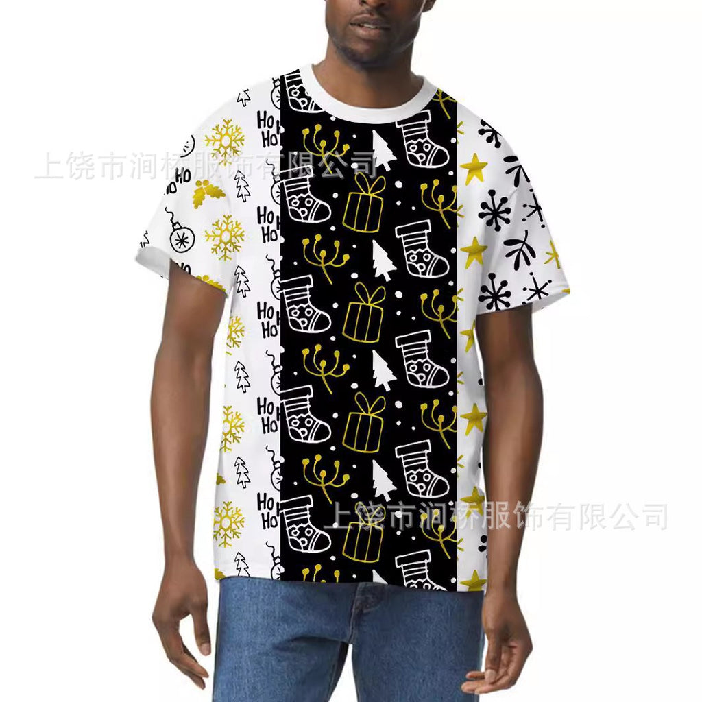 3D Christmas Style Digital Print Men's Short Sleeve T-shirt Casual Short Sleeve