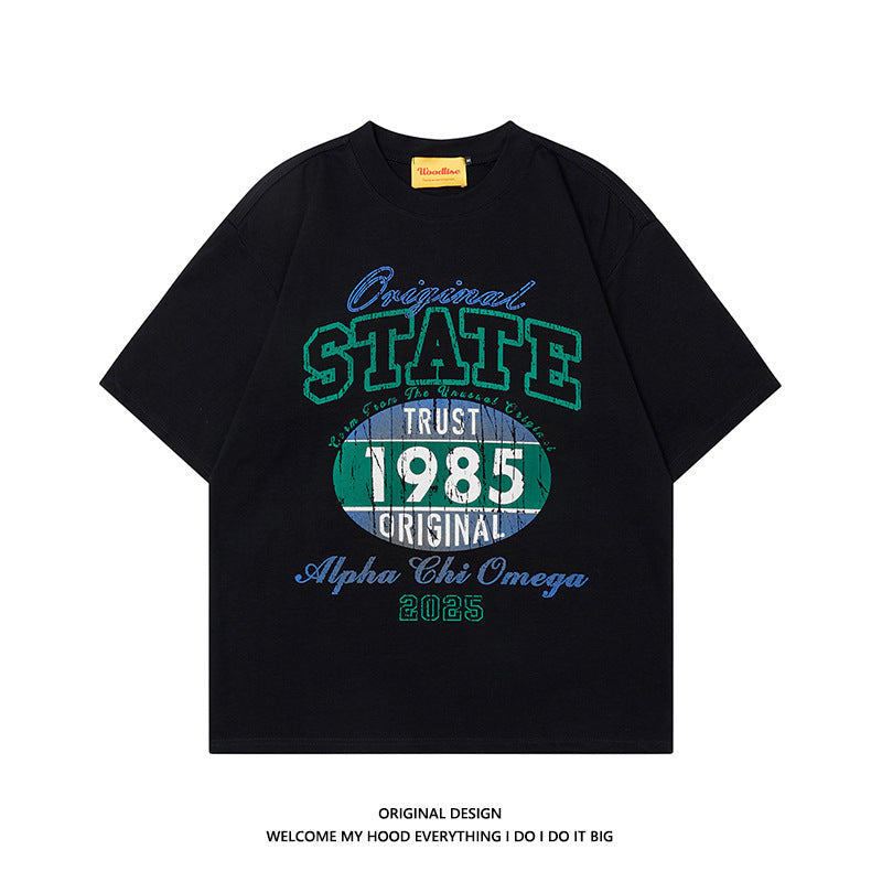 Street Mottled Letter Print Short-sleeve T-shirt Summer