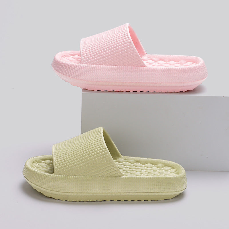 Summer EVA Slippers Solid Color Rhombus Stripe Anti-slip Slippers New Women's Home Shoes null