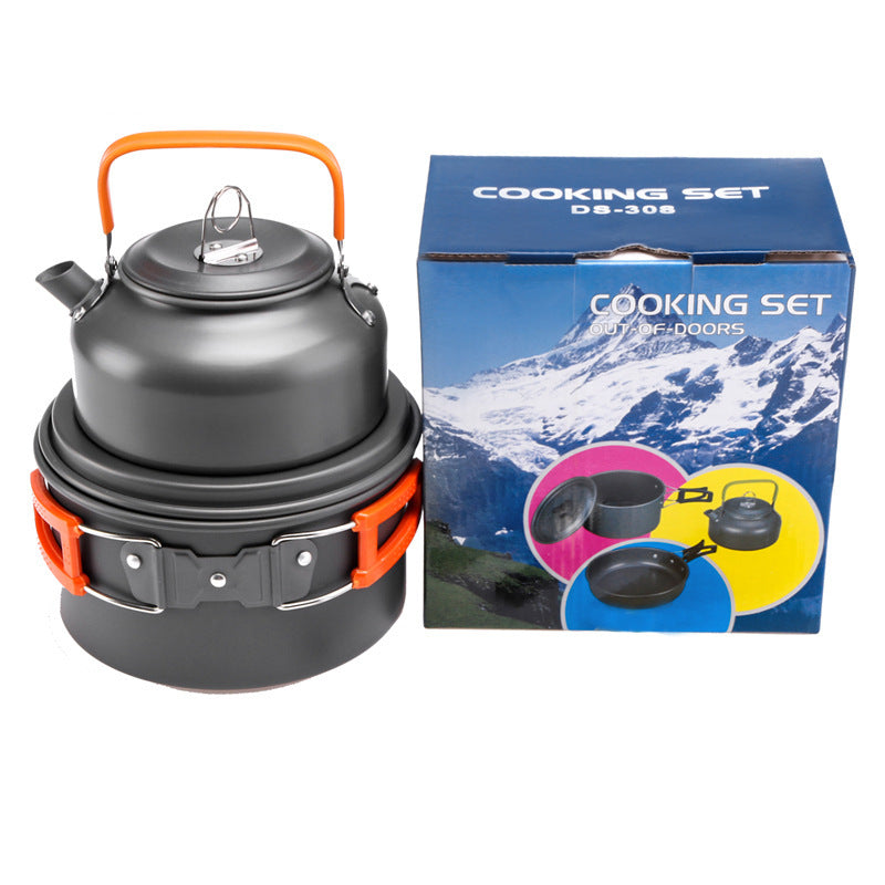 Outdoor Jacketed Kettle 2-3 Person Camping Teapot Tableware Suit null