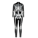 Skeleton Digital Women's Printed Wear Tight Long Sleeve Jumpsuit