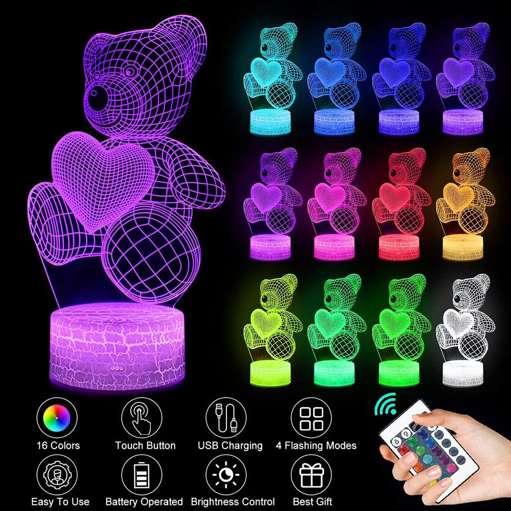 3D Lamp Acrylic USB LED Night Lights Neon Sign Lamp Xmas Christmas Decorations For Home Bedroom Birthday Decor Valentines Day Gifts null