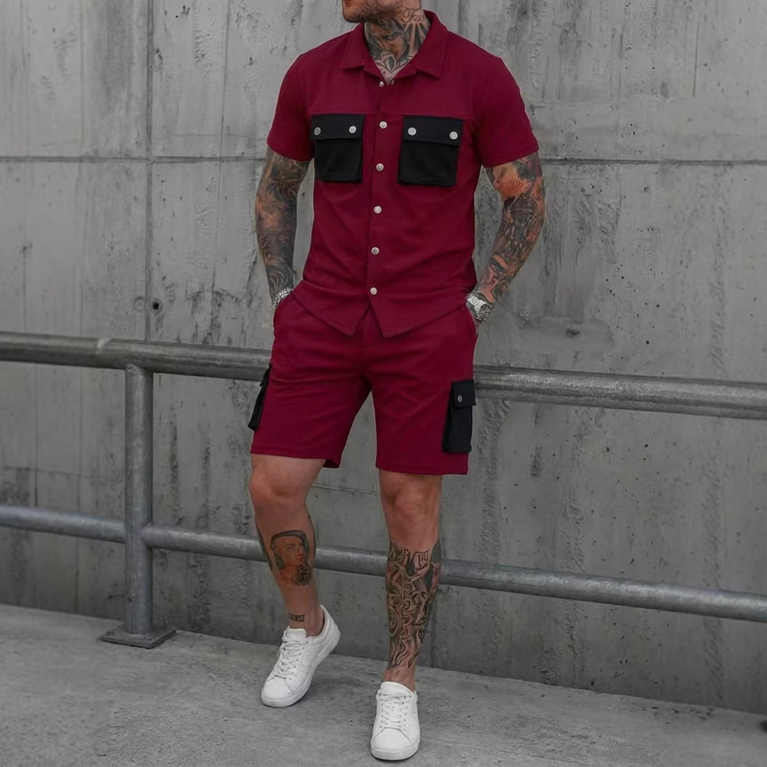 Survêtement homme patchwork multi-poches